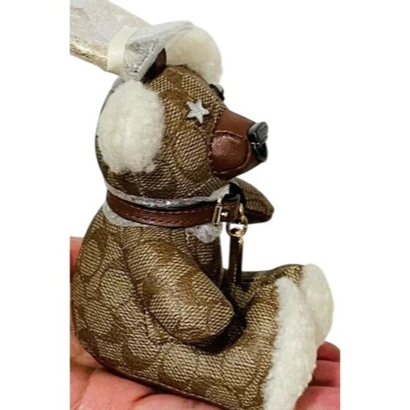 Coach F77676 Limited Edition Bear Keychain Bag Charm Signature Canvas & Leather - Picture 5 of 9